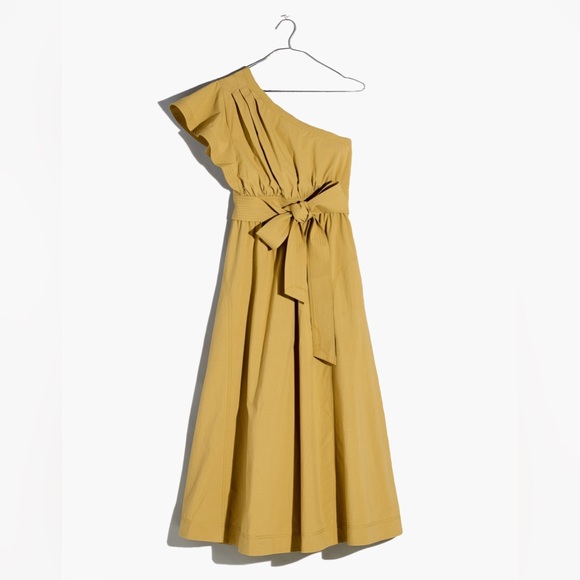 Madewell Dresses & Skirts - NWT Madewell Plus Ruffled One-Shoulder Midi Dress 18W Tan Khaki